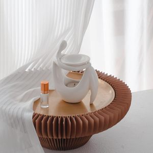 Diffuseur d'huile en céramique Bougie Photophore Home Bedroom Decor-Attendez un moment - Product Image 3