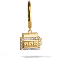 Nouveau pendentif en acier inoxydable plaqué or 18 carats avec zircon, en forme de raquette/slot machine, avec chaîne ajustable pour NV20101.