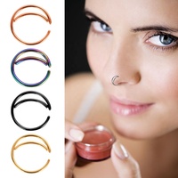 Anneau de piercing en forme de lune 20G en acier inoxydable chirurgical pour septum, nez, lèvre, hélix et cartilage d'oreille