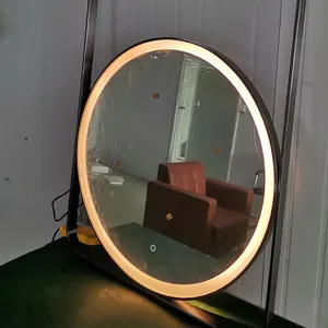 Moldura de metal oca circular suspensa com ajuste de temperatura de cor de toque luminoso para o OEM do espelho de hotéis infinitos LED