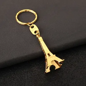 Portachiavi portachiavi 3D in metallo argento Souvenir portachiavi portachiavi personalizzato torre Eiffel all'ingrosso