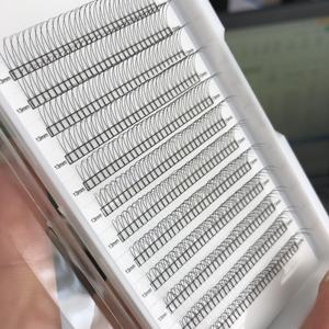 Extensions de cils pré-faites en éventail, courtes tiges, noir foncé, 0,1 mm, petit plateau, excellent retour d'expérience, 2D 3D - Product Image 4