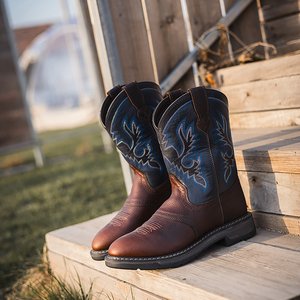 <span class=keywords><strong>Bottes</strong></span> de cowboy de style occidental rétro pour hommes semelle extérieure en <span class=keywords><strong>caoutchouc</strong></span> antidérapante <span class=keywords><strong>bottes</strong></span> en cuir véritable chaussures hommes <span class=keywords><strong>bottes</strong></span> du désert à bout carré - Product Image 5