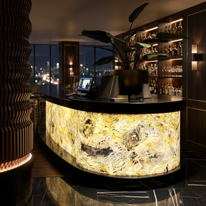 แผ่นหินวีเนียร์โปร่งแสง/แผ่นควอตซ์ไซต์วีเนียร์ ยี่ห้อ Flatstone Designs รับประกัน 5 ปี สำหรับผนังและฝ้าเพดานภายในแบบเรืองแสงทันสมัย - Product Image 1