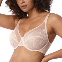 Soutiens-gorge minimisateurs pour femmes Enchante, à bonnets pleins, fins, à armatures, sans bretelles, tricotés, grandes tailles, pour usage quotidien, avec effet liftant, en dentelle florale, pour poitrines généreuses