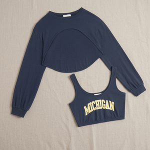 Conjunto de Sudadera y Chaleco Corto de Mujer, Cuello Redondo, Tejido de Punto, 100% Algodón Ecológico, Transpirable, Manga Larga, Talla Grande, con Logotipo Personalizado - Product Image 3