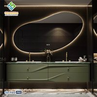 Ensemble de meubles de salle de bain muraux modernes en bois massif OEM avec évier, miroir, robinet et drain en cuivre, garantie 5 ans+, pour hôpital et chambre à coucher