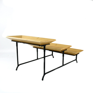 3-Tier Classic Rectangular Serving Platter Decorative Three Tiered <b>Cupcake</b> Tray <b>Stand</b> Decor Food <b>Stand</b> with <b>Wooden</b> Tray - Product Image 4