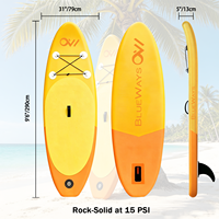Planche à pagaie gonflable orange tropicale de 9'6'', SUP junior stable de 31'' de large et 5'' d'épaisseur, planche de stand-up paddle légère, 290 cm