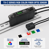 Amplificateur de capteur de fibre optique couleur TX-C71 RGB, lumière tricolore, configuration en un clic pour la détection de couleur Web