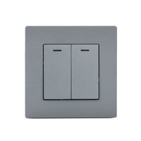 Interrupteur mural européen 2 gangs 1 voie, panneau ignifuge, 10A 250V, certifié CE ROHS EMC, IP22, luxe moderne, indicateur LED