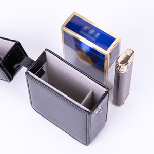 Étui à <span class=keywords><strong>cigarettes</strong></span> rectangulaire en cuir PU de luxe Yamo, ouverture à boucle, briquet intégré pour 20 <span class=keywords><strong>cigarettes</strong></span>, design portable pour hommes - Product Image 2