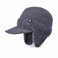 Casquette de baseball tricotée personnalisée avec logo, avec protège-oreilles, bonnet côtelé chaud d'hiver, casquette à visière doublée en peluche pour hommes et femmes
