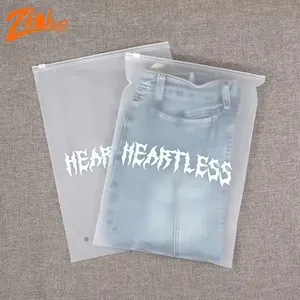 Custom Printed Company Logo Biodegradable T Shirt Clothing Packaging Bags Matte Zip Lock Pe Frosted Zipper Plastic Bag