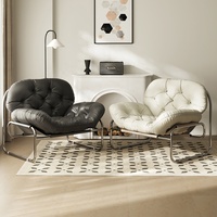 Sofá cama de lujo de cuero, silla de Hotel nórdico perezoso, sofá de Metal huevo interior, sofá seccional moderno para el hogar, muebles de sala de estar