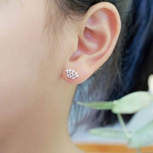 Dylam New Design Hypoallergenic Nickel Free 925 Sterling <b>Silver</b> Kid Children 5A CZ Cubic Zirconia Hallow Out <b>Crown</b> Stud Earrings - Product Image 3
