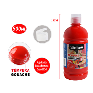 Vernice Gouache rosso scarlatto bottiglia da 500ml per progetti d'arte e artigianato Versatile su tela di vetro di carta confezionato in scatola - Product Image 1