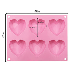 Molde de silicona con forma de corazón para hacer dulces, para Chocolate, pastel, gelatina, pudín, jabón hecho a mano, 6 agujeros - Product Image 5