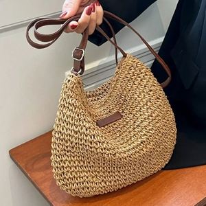 Bolso <span class=keywords><strong>Bombonera</strong></span> de Satén Tejido Tipo Cesta de Paja Grande para Damas, Conjuntos de Moda de Bolsos y Sombreros, Pequeño Cuadrado de Felpa - Product Image 5