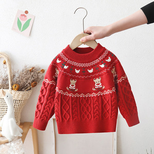 <span class=keywords><strong>Pull</strong></span> coréen Fair Isle pour filles et garçons, motif ours <span class=keywords><strong>de</strong></span> Noël, en acrylique épais, traitement adoucissant, pour le Nouvel An - Product Image 2