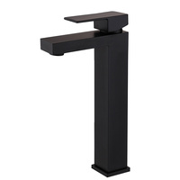 Robinet de lavabo noir en laiton de haute qualité à montage sur comptoir, 1 poignée, avec cartouche en céramique, style cascade, vente en gros d'usine