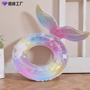 TANYOZHE Mermaid Tail Inflatable Ring 70-120cm <b>Rainbow</b> Adult Swimming Float Water Toy - Product Image 4
