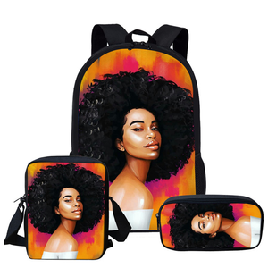 Conjunto de mochilas escolares Afro para niños, morral escolar con estilo para escuela <span class=keywords><strong>primaria</strong></span>, color negro, a bajo precio, cantidad mínima de 1 unidad - Product Image 1