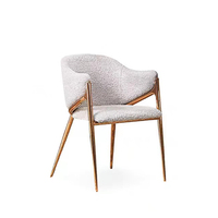 Chaises de salle à manger au design nordique, revêtement en velours, pieds en acier inoxydable doré
