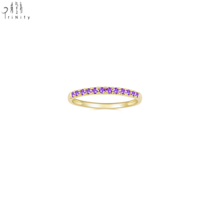 Bague assortie minimaliste en or massif 18 carats avec pierres précieuses colorées, améthyste naturelle et saphir rose, pour un usage quotidien - Product Image 3