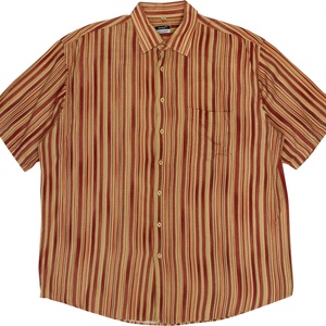 Chemise boutonnée à manches courtes pour homme, style décontracté, vintage, en coton, coupe ample, col cubain, à rayures, pour les vacances - Product Image 1
