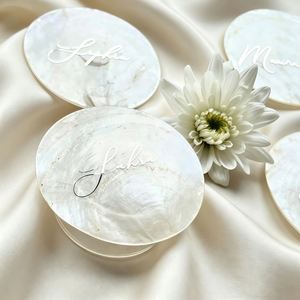 Custom Capiz Shell <b>Place</b> <b>Cards</b> with Digital Printing Personalized Wedding Name Tags DIY <b>Table</b> Setting Party Decoration - Product Image 6