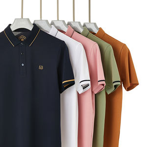 Polo <span class=keywords><strong>de</strong></span> golf à manches courtes brodé pour homme, personnalisé, confortable pour la peau, pour la <span class=keywords><strong>vie</strong></span> quotidienne, les occasions officielles ou décontractées - Product Image 1