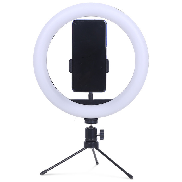 USB 10-Inch Desktop LED Ring Light with Portable Selfie Photographic Lighting Tripod Stand for Live Streaming Beauty Photography