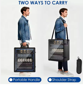 Estuche <span class=keywords><strong>de</strong></span> exhibición apilable <span class=keywords><strong>de</strong></span> aluminio con correa <span class=keywords><strong>de</strong></span> hombro y 5 bandejas, con tira <span class=keywords><strong>de</strong></span> luz LED, para Warhammer <span class=keywords><strong>40K</strong></span> - Product Image 2