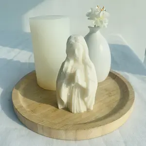 DIY 메리 금형 양초 아로마 테라피 양초 금형 3D 기도 처녀 동상 실리콘 아로마 테라피 양초 금형