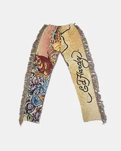 Nuevo diseño Streetwear borla pantalones personalizados tapiz pantalones tejido Jacquard tapiz manta Pantalones