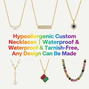 Collier chaîne minimaliste personnalisé en acier inoxydable/plaqué or/laiton/alliage <span class=keywords><strong>de</strong></span> zinc avec pendentif sur mesure – Tous designs possibles - Product Image 5