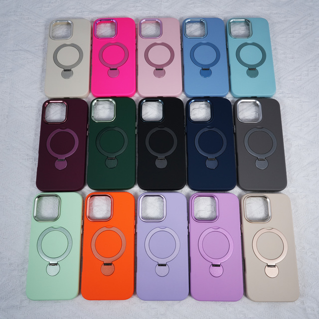 Magnetic Matte TPU+PC Shockproof Business Kickstand Case with Wireless Charging for 17 16 15 14