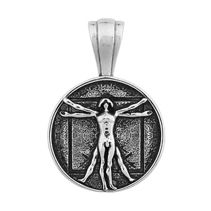 Hip Hop personalidad Da Vinci proporción humana Vitruvius colgar collar de acero inoxidable joyería colgante chapado en oro - Product Image 5