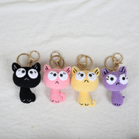 Al por mayor Juguetes de animales de ganchillo de hilo Kawaii, Llavero de ganchillo de gatito negro de la suerte tejido, Muñeco de ganchillo