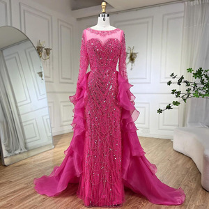 S2843N 2026 Nuovo Abito da Sera Lungo <span class=keywords><strong>Bordeaux</strong></span> Lussuoso con Perline Elegante per Presentazioni, Sfilate di Moda e Spettacoli - Product Image 2