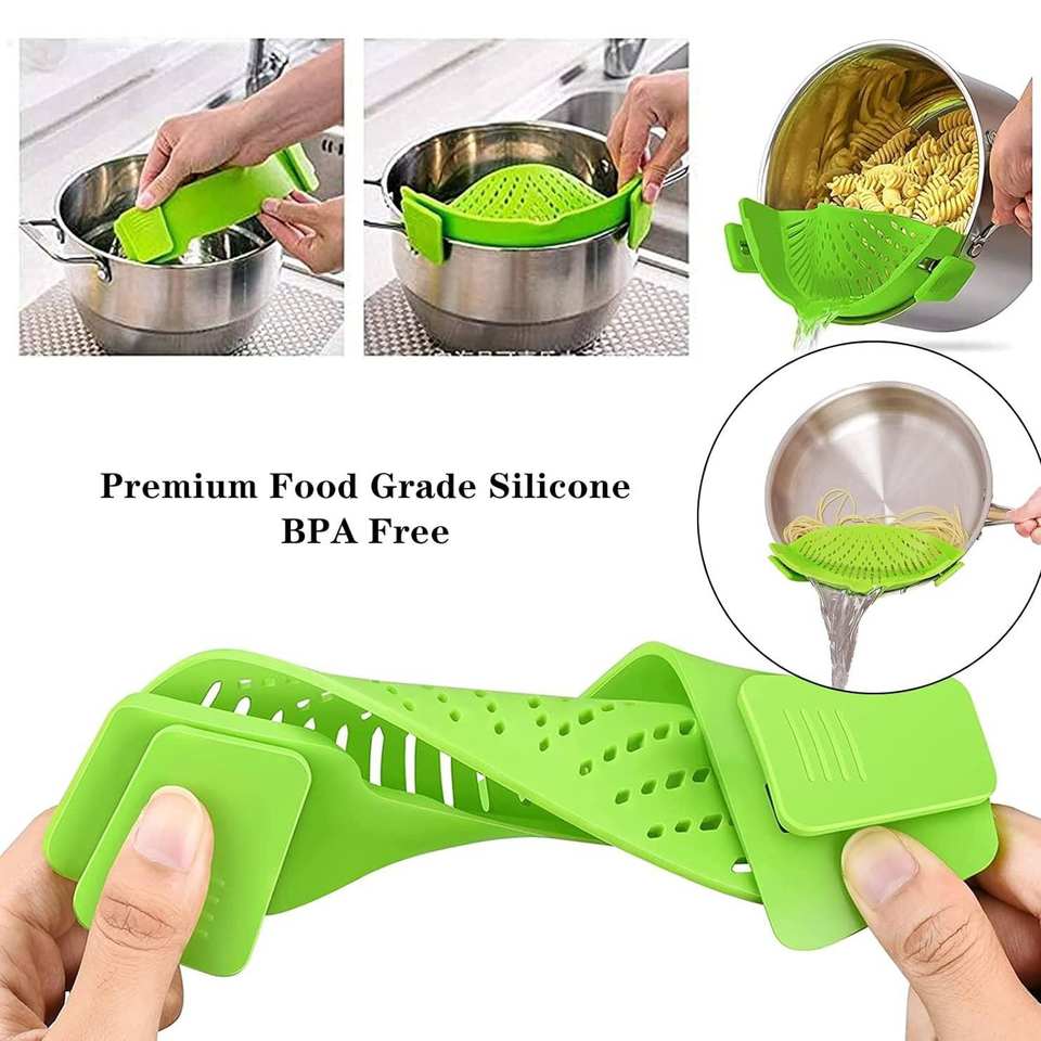 Universal Clip-On Silicone Pot Strainer – Heat-Resistant Colander For Pasta, Veggies & Noodles With Anti-Spill Spout
