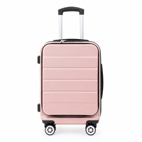 Koper Troli Laptop Motif Garis Horizontal Buatan Pabrik Cina, Bahan ABS PC, Dilengkapi Kantong Depan