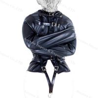 Vente chaude haut du corps lié femmes camisole de force Faux cuir Strict Bondage crépus fantaisie veste droite esclave Costumes