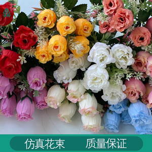 ช่อเล็กๆ ของดอกกุหลาบผ้าไหม 5 ก้าน 10 หัว สำหรับตกแต่งบ้าน สไตล์โมเดิร์น ทำด้วยมือ เป็นมิตรกับสิ่งแวดล้อม - Product Image 5