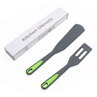 2pcs Silicone Mini Pelles de Cuisine Outils de Cuisine pour Frire Oeufs Steak Round Pancake Turner Spatules