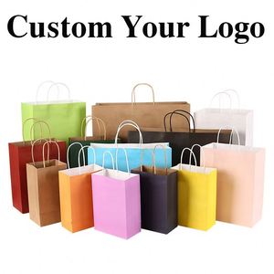 Sacs en papier kraft personnalisés avec poignée longue marron, 100 % recyclables, pour promotion et vente à emporter - Product Image 4