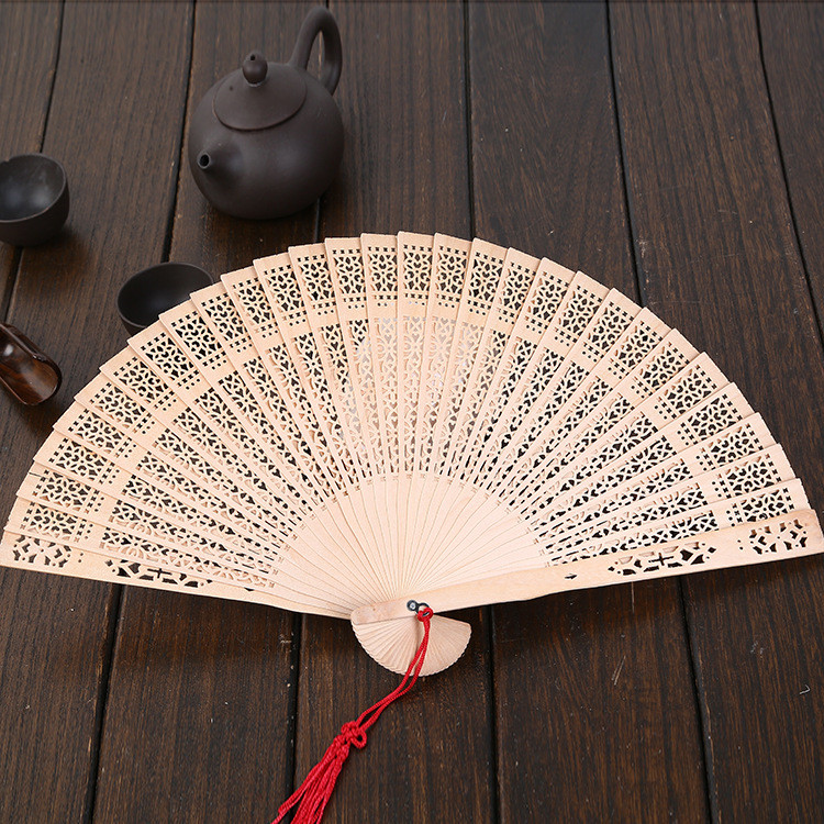 Wholesale Hot-selling 8 inch Incense Wood Window Pattern Chinese style Folding Carving Hand Fan Folding Fan