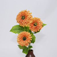 Tournesol artificiel réaliste à 3 têtes, à double pétales, en soie, fait main, longue durée, moderne, pour Noël et la Saint-Valentin