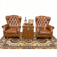 Fauteuil d'angle vintage en cuir au design industriel pour la maison, le bureau, l'hôtel, le bar à cigares, le salon - Vente en gros